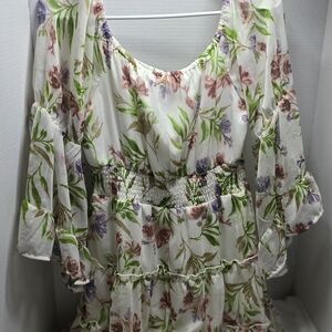 Blush Floral Blouse with Pink and Green Hues